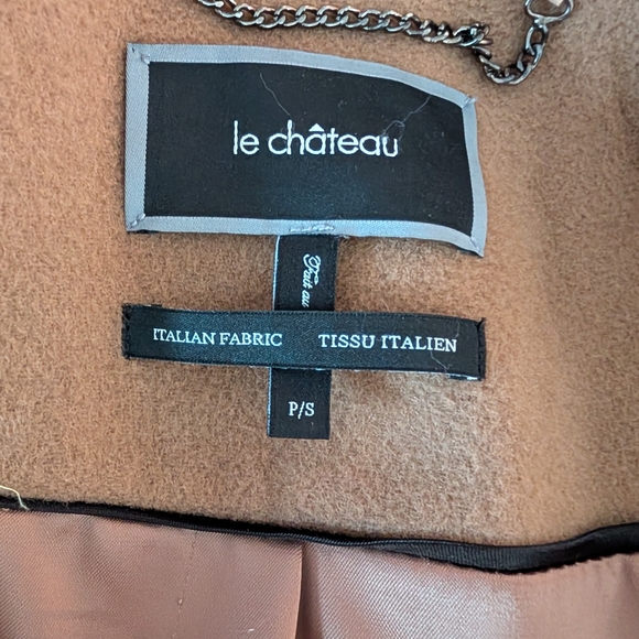 Le Chateau Italian Fabric Coat in Tan - Picture 3 of 3